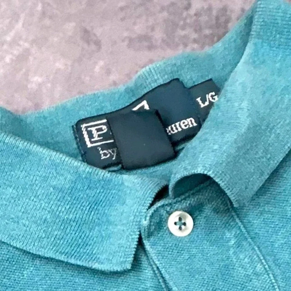 Polo Ralph Lauren Mens L Teal Polo Shirt Yellow Pony Logo Vintage Y2K Preppy